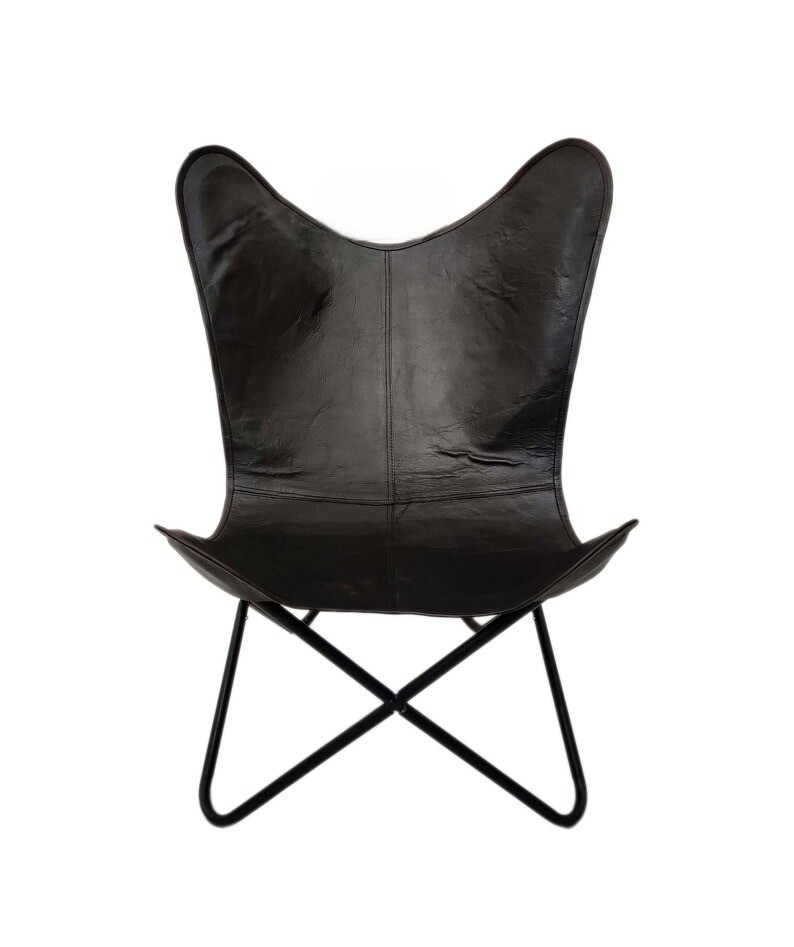 Black Butterfly Chair Of Goat Leather