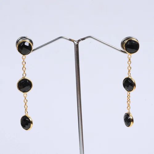 Bezel Set Natural Semi-Precious Gemstone Earrings Jewelry