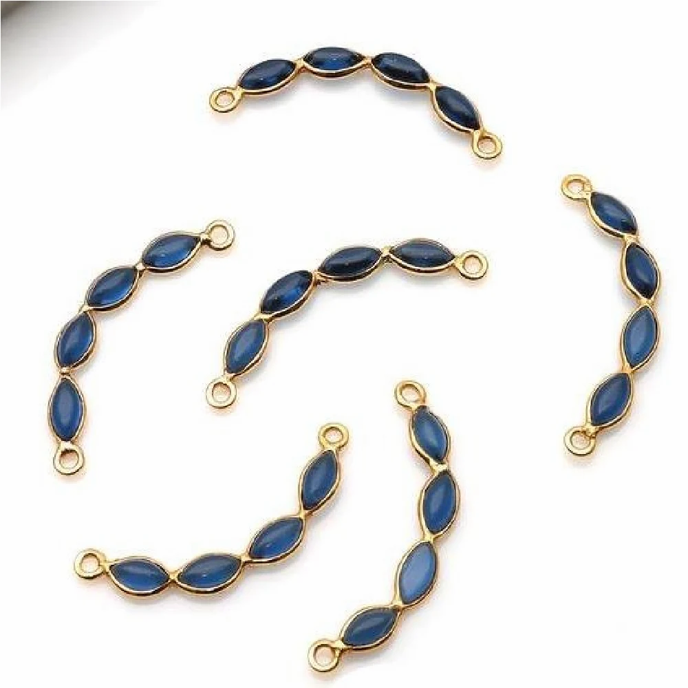 Handcrafted Iolite Component Connector,Oval Cut Pendant, 26X4Mm, Rayna Jewelry