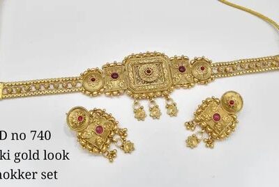 Polki-Gold-Look-Choker-Set