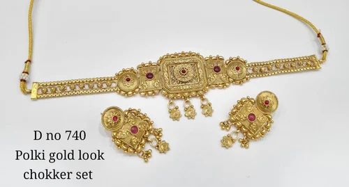 Polki Gold Look Choker Set