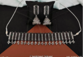 Oxidised Jewelry Choker Style Short Necklace Set
