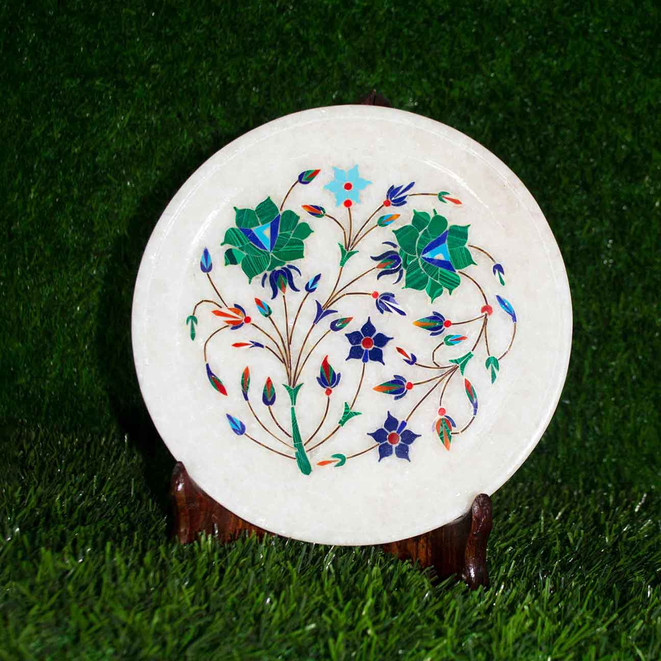 White Marble Inlay Decorative Plates