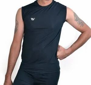 Black-Men-Polyester-Sleeveless-Sports-LY-Inner
