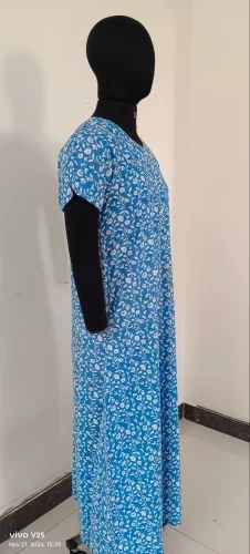 Blue Printed Cotton Nighty