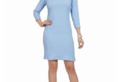 Blue Women Viscose Bodycon Short Dress