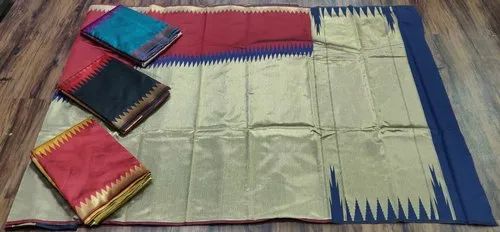 Chanderi Silk Jacquard Saree With Zari Border