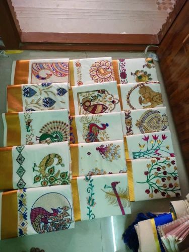 Embroidered Kerala Cotton Saree