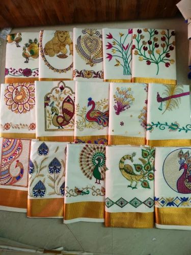 Embroidered Kerala Cotton Saree