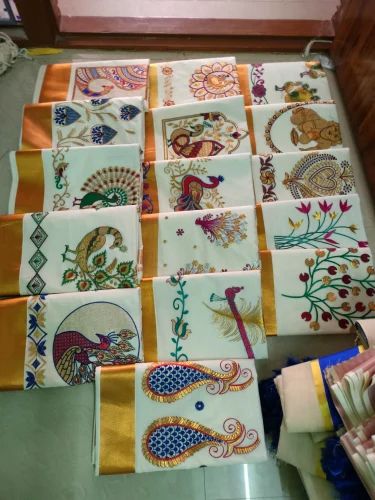 Embroidered Kerala Cotton Saree