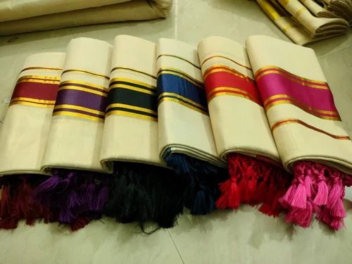 Kerala traditional kasavu fancy settu mundu