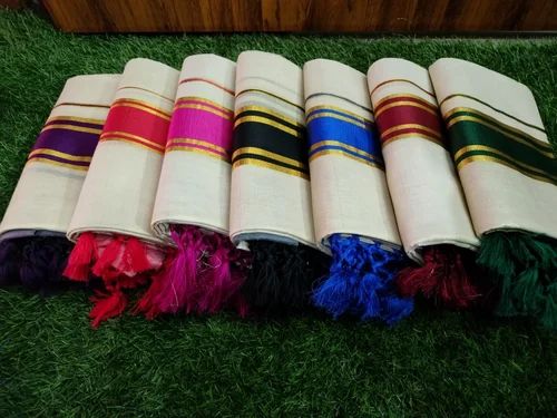 Kerala traditional kasavu fancy settu mundu