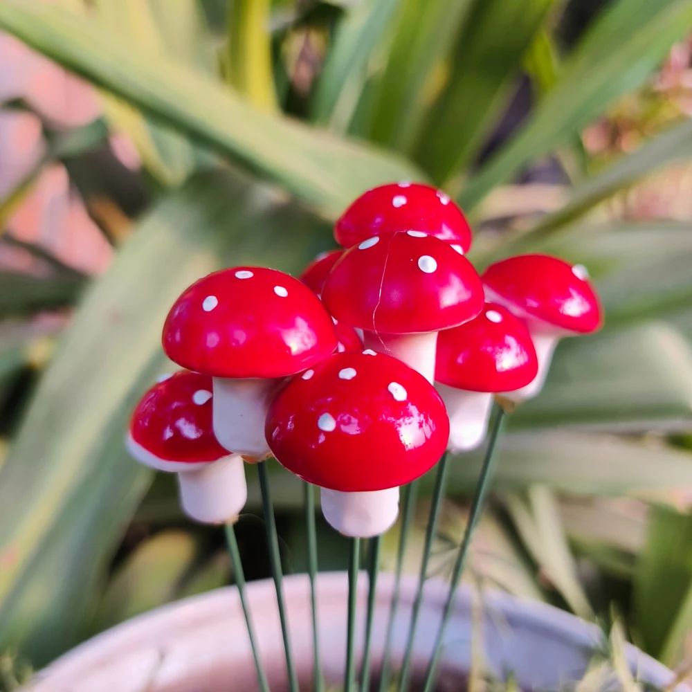 Mini Mushroom stake for Garden Decor