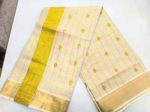 Mirror Work Kerala Tissue Saree