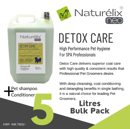 Naturelix Detox Bath Pro-Dog Shampoo Conditioner for Dog Groomers- 5 Litres Bulk Pack