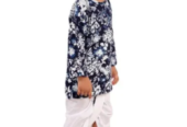 Blue And White Boys Dhoti Kurta