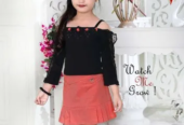 Black Off Solder Stylish Top And Skirt