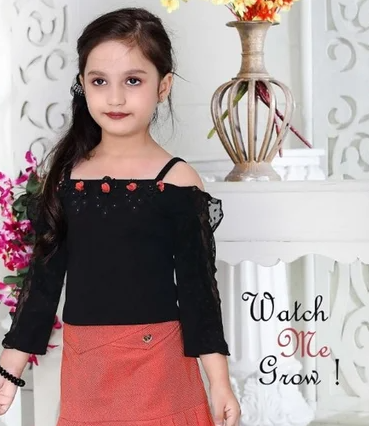 Black Off Solder Stylish Top And Skirt