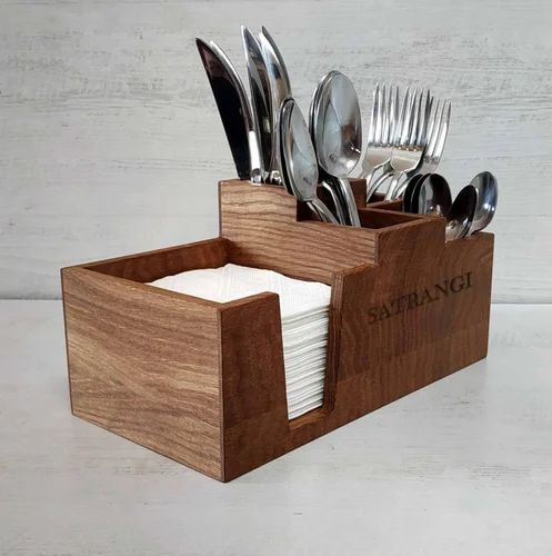 Cutlery Wooden Boxes With Tissue Holder