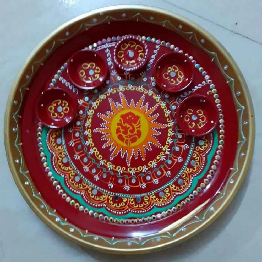 Decorative Steel Pooja Thali