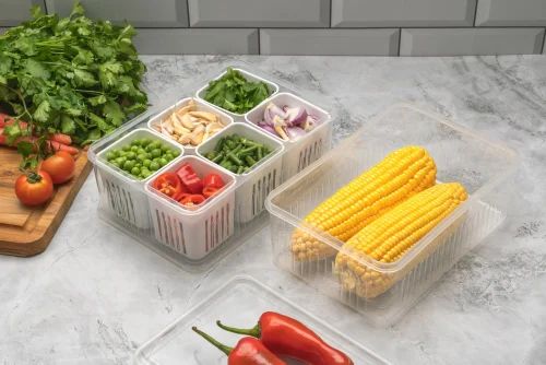 Fridge Food Storage Container plastic 4 Compartment