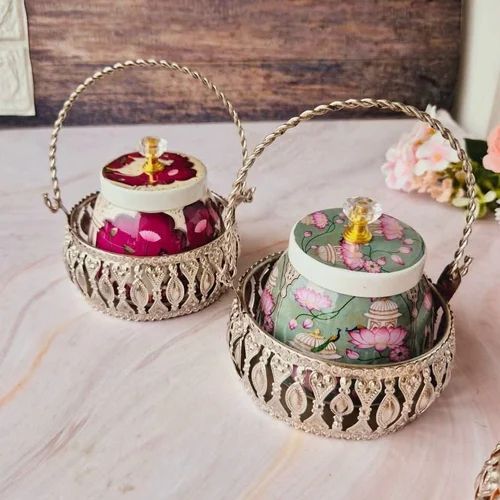 Metal Pichwai Jar China Basket