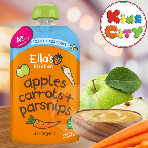 Ellas Kitchen Baby Food Pouch, Apples Carrots + Parsnips (4m+) – 120g