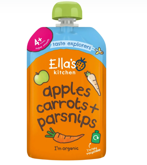 Ellas Kitchen Baby Food Pouch, Apples Carrots + Parsnips (4m+) – 120g
