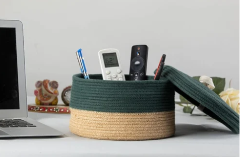 Cotton And Jute Shelf Baskets