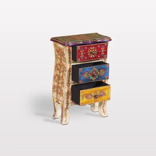 Wooden Fine Emboss Small Chest Of 3 Drawers