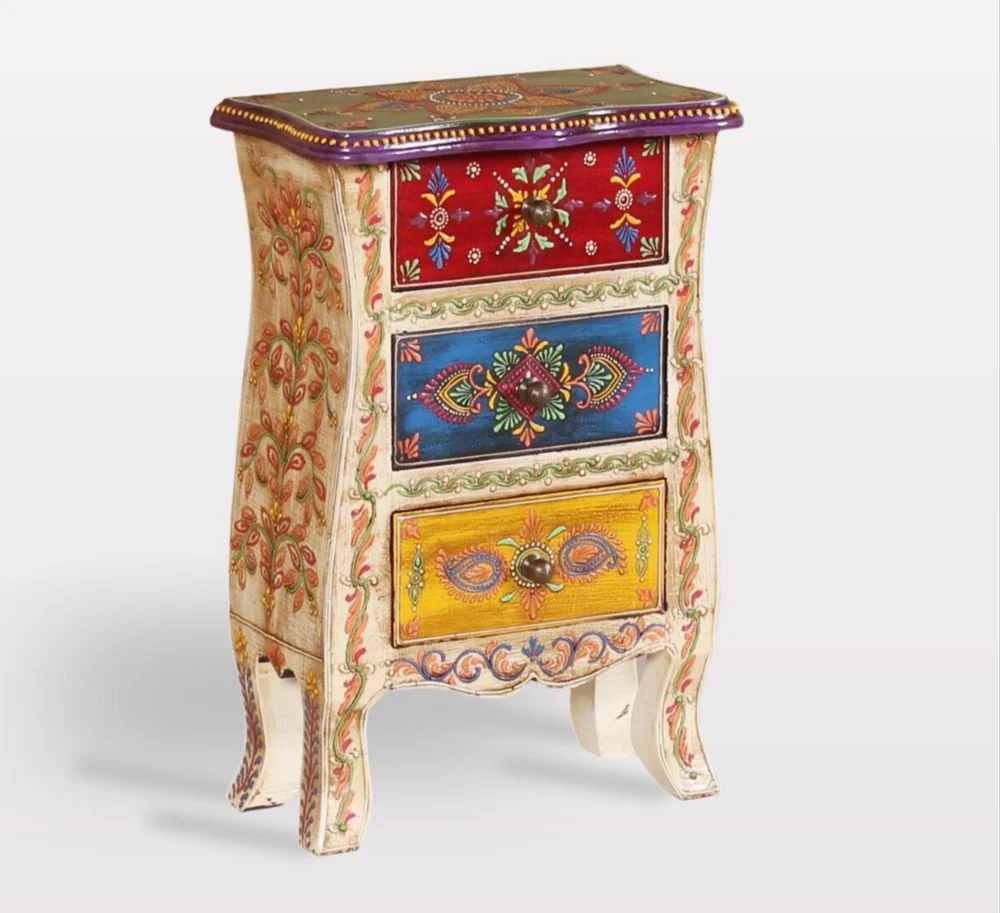 Wooden Fine Emboss Small Chest Of 3 Drawers