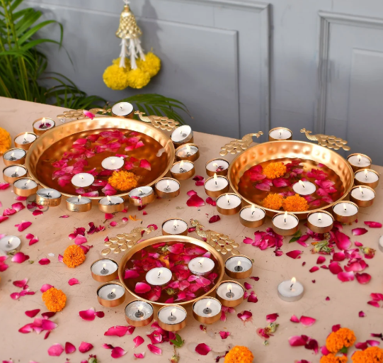 Metal/Iron Urli set in Golden Brass Polished