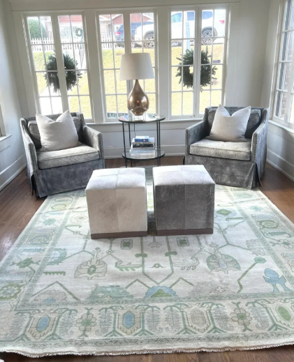 Wool Knotted Turkish Oushak Rugs