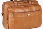 Yelloe Tan Textured Laptop Messenger Bag