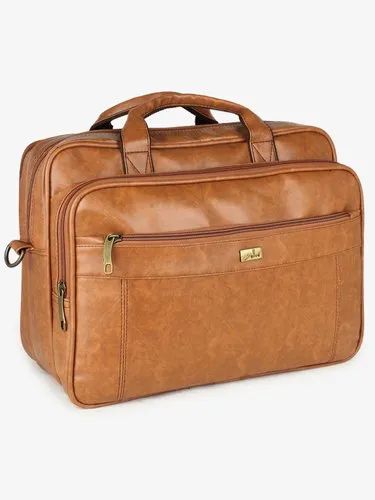 Yelloe Tan Textured Laptop Messenger Bag