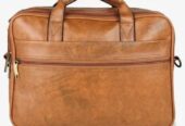 Yelloe Tan Textured Laptop Messenger Bag