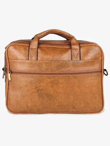 Yelloe Tan Textured Laptop Messenger Bag