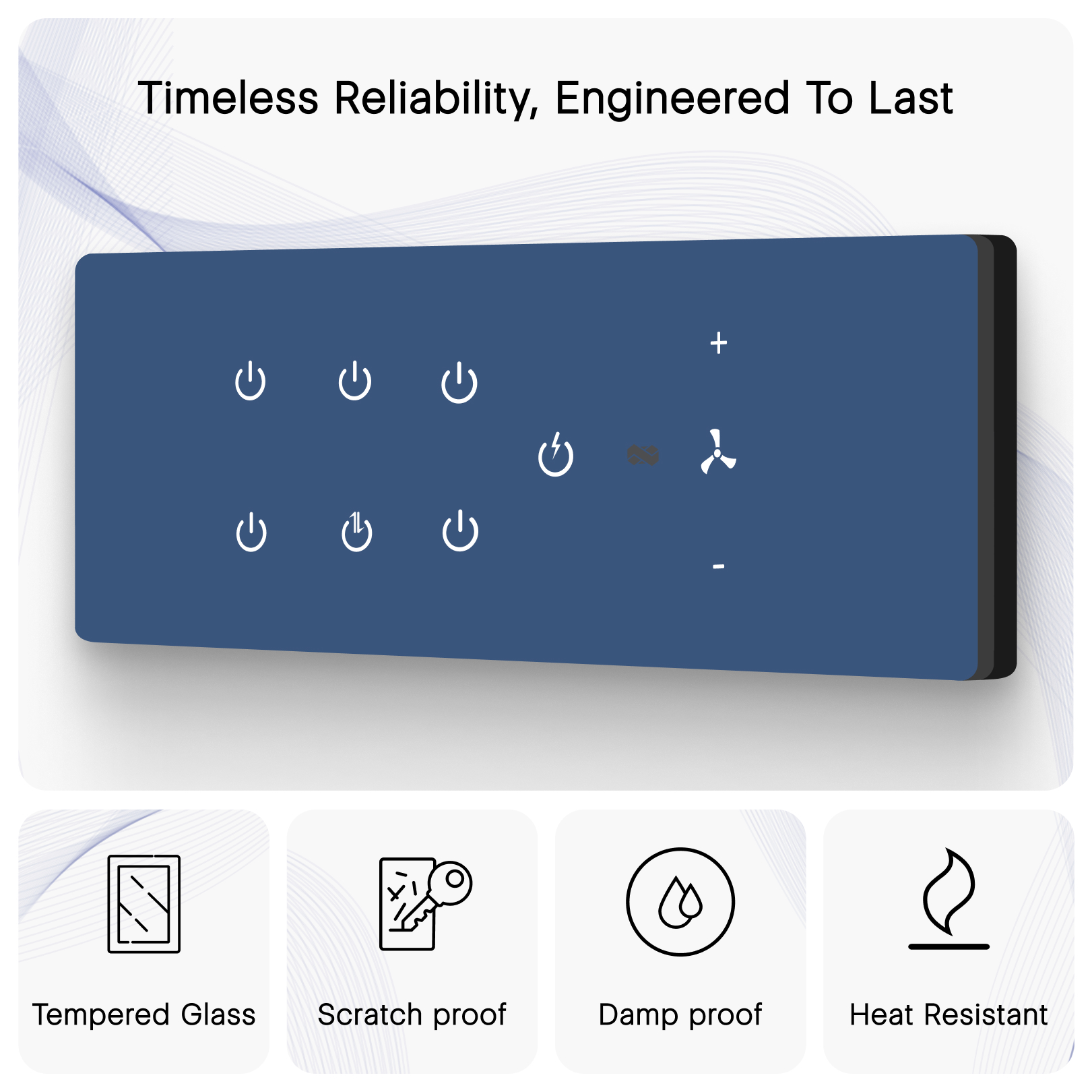 IOTICS Smart Wifi Switch Board: 7 x Switch & 1 Fan Module. Touch Control, Remote, App Control. Voice Control with Alexa & Assistant. Smart Touch Switch Board For Home Automation
