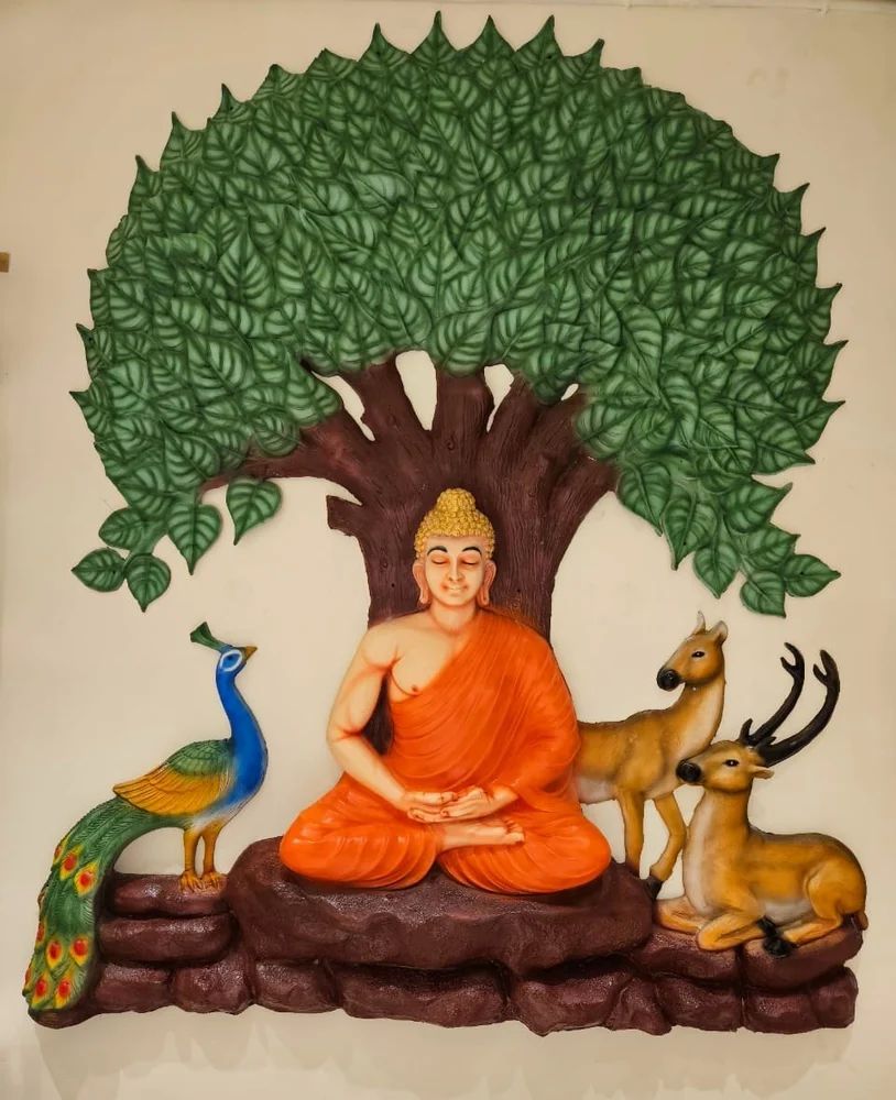 8 Feet Fiber Buddha Mural