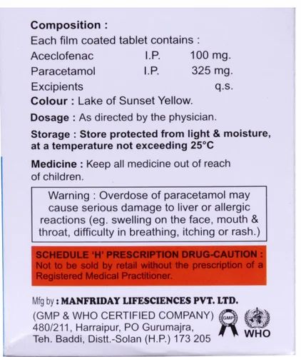 IPS- TAB aceclofenac 100 mg & pcm 325 mg