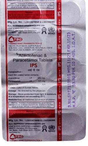 IPS- TAB aceclofenac 100 mg & pcm 325 mg