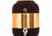 Indian Art Villa Half Hammered With Silk Finish Copper Water Pot in Black Color