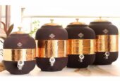 Indian Art Villa Half Hammered With Silk Finish Copper Water Pot in Black Color