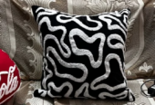 Black Groovy Punch Cotton Cushion