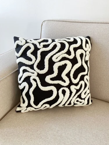 Black Groovy Punch Cotton Cushion