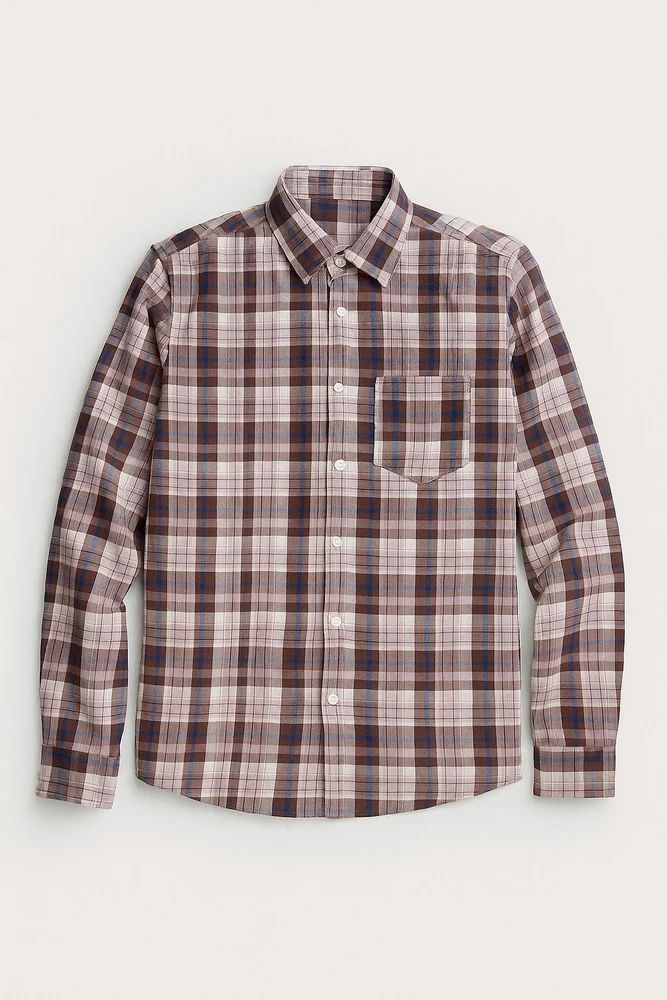 Men Off Brown Cotton Full Sleeve Shirt