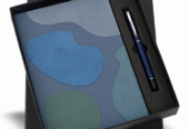 Personalized Combo Set. (Stylish Blue Diary & Premium Blue Pen)