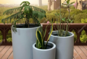 Fiberglass Planters Set Cylindrical Shape