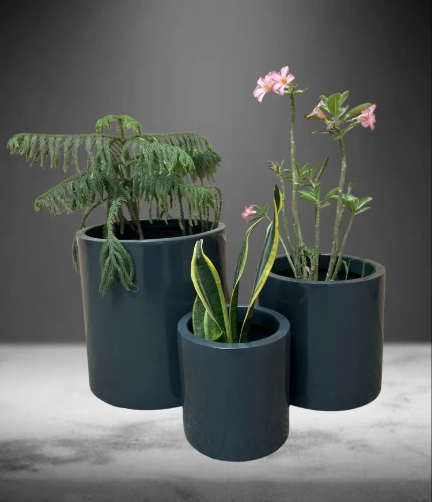 Fiberglass Planters Set Cylindrical Shape