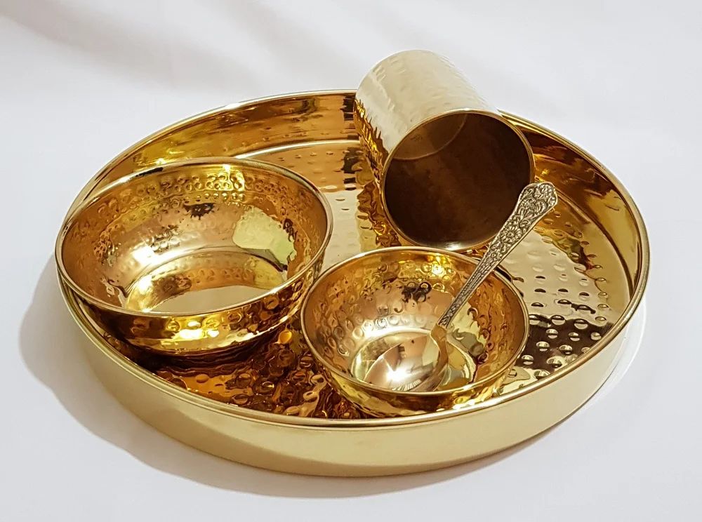 Pure Source India Brass Hammered Thali